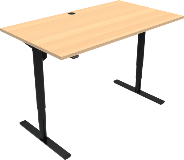 To-bens hæve-/sænkebord ZenNord ComfortZone 65-125 cm 140Ã80 cm højdejusterbart skrivebord natur/sort